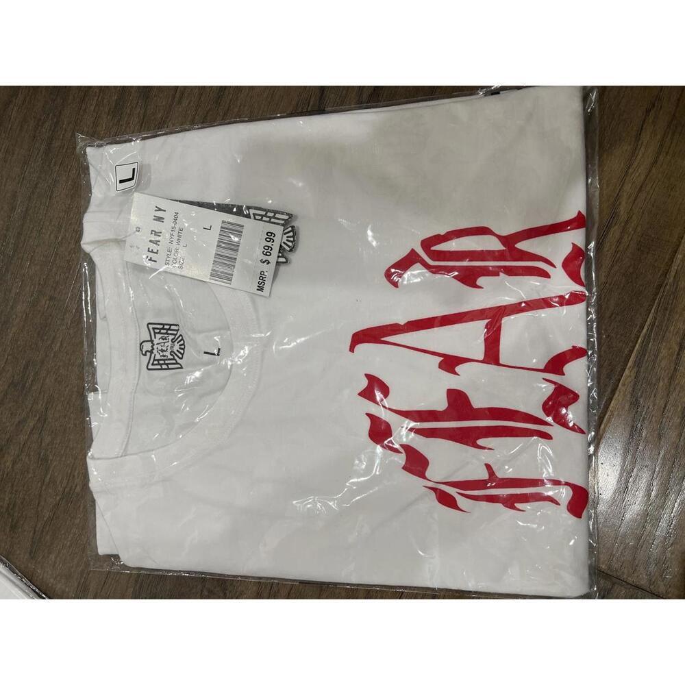 Fear NY White Graphic T-Shirt Large